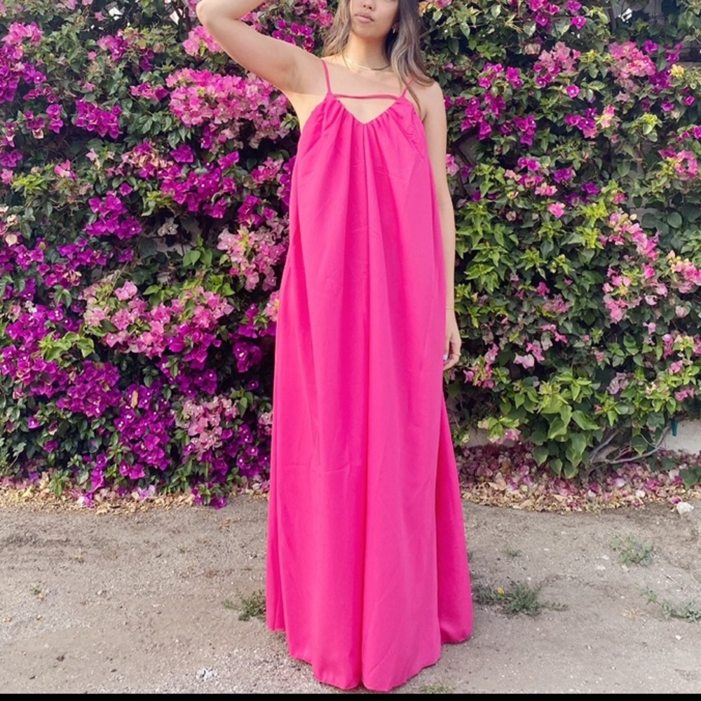 Nasty Gal pink flowy maxi dress